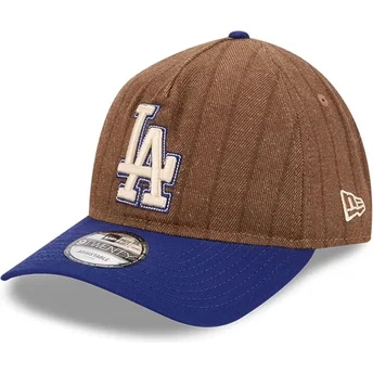 Cappellino curvo marrone e blu regolabile 9TWENTY A Frame Wool Pinstripe dei Los Angeles Dodgers MLB di New Era