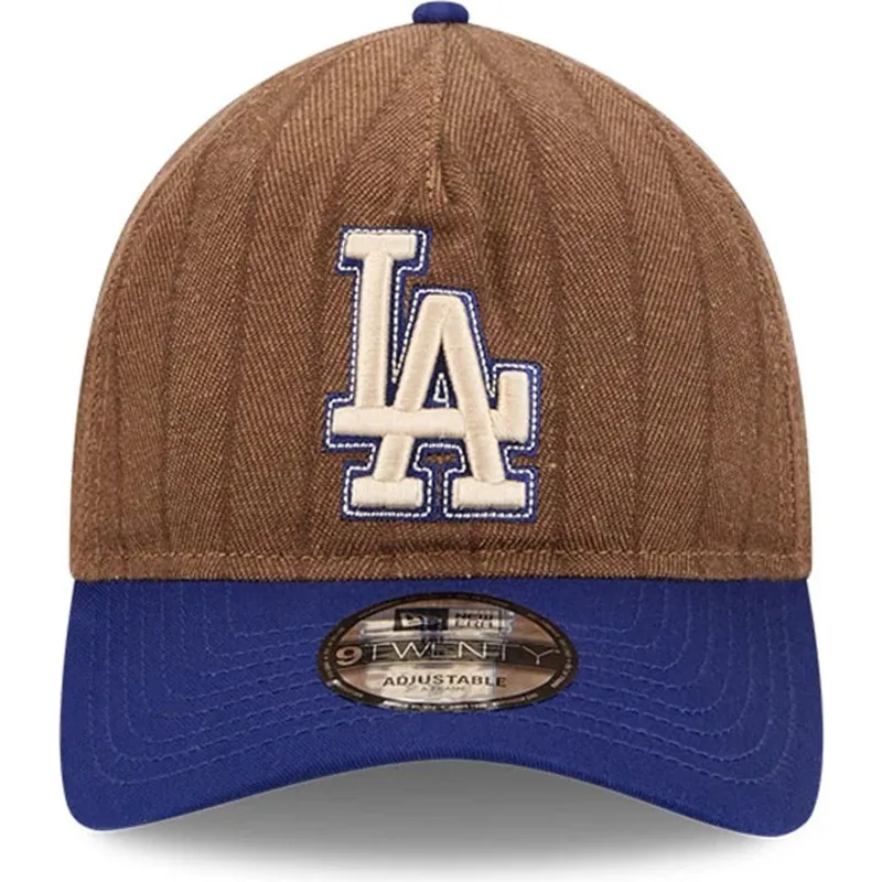 justerbar-brun-och-bla-bojd-keps-9twenty-a-frame-wool-pinstripe-los-angeles-dodgers-mlb-fran-new-era