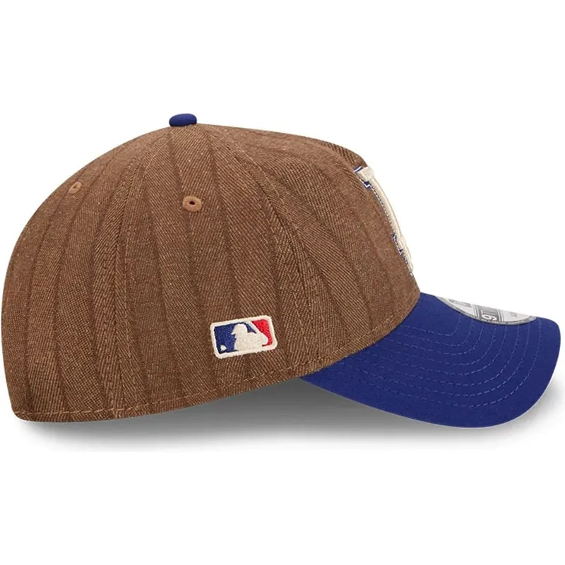 regulowana-brazowo-niebieska-czapka-z-zakrzywionym-daszkiem-9twenty-a-frame-wool-pinstripe-los-angeles-dodgers-mlb-od-new-era