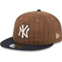 casquette-plate-marron-et-bleue-marine-ajustable-9fifty-retro-crown-wool-pinstripe-new-york-yankees-mlb-new-era