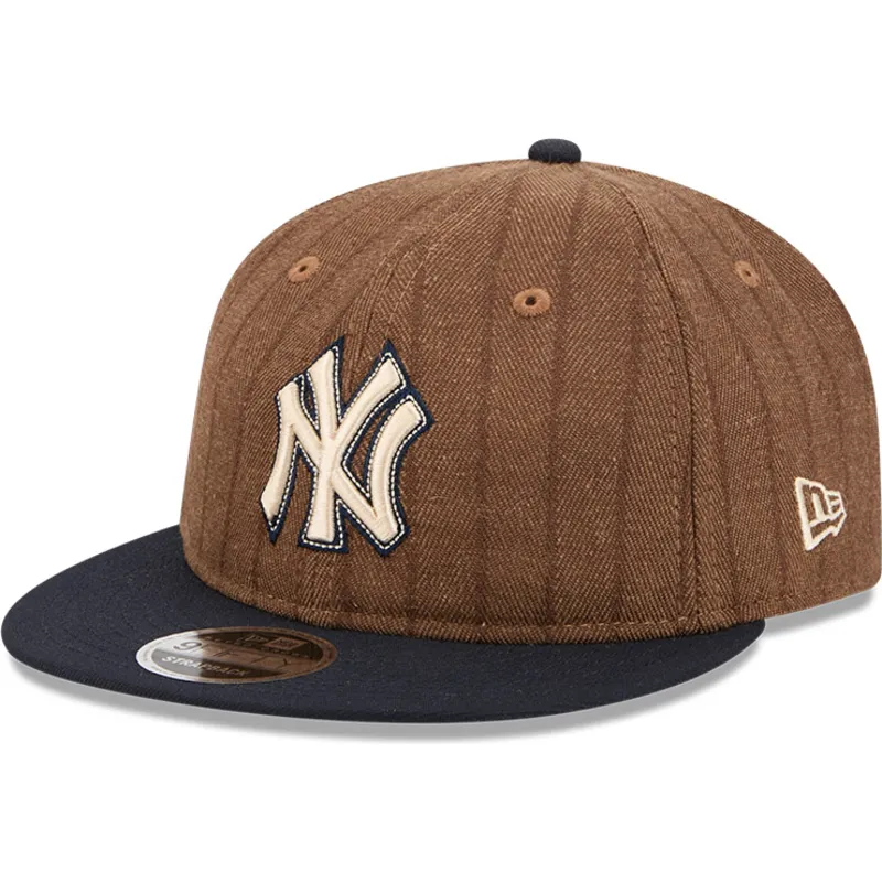 brazowa-i-granatowa-regulowana-czapka-z-daszkiem-9fifty-retro-crown-wool-pinstripe-new-york-yankees-mlb-new-era