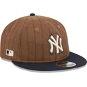 gorra-plana-marron-y-azul-marino-ajustable-9fifty-retro-crown-wool-pinstripe-de-new-york-yankees-mlb-de-new-era