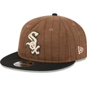 casquette-plate-marron-et-noire-ajustable-9fifty-retro-crown-wool-pinstripe-chicago-white-sox-mlb-new-era