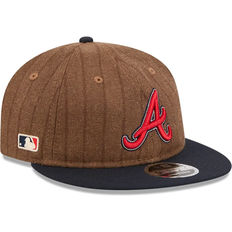 atlanta-braves-mlb-new-era-justerbar-9fifty-retro-crown-ull-randig-brun-och-marinbla-platt-keps