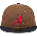 casquette-plate-marron-et-bleue-marine-ajustable-9fifty-retro-crown-wool-pinstripe-atlanta-braves-mlb-new-era