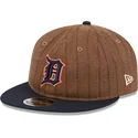 casquette-plate-marron-et-bleue-marine-ajustable-9fifty-retro-crown-wool-pinstripe-detroit-tigers-mlb-new-era