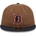 casquette-plate-marron-et-bleue-marine-ajustable-9fifty-retro-crown-wool-pinstripe-detroit-tigers-mlb-new-era