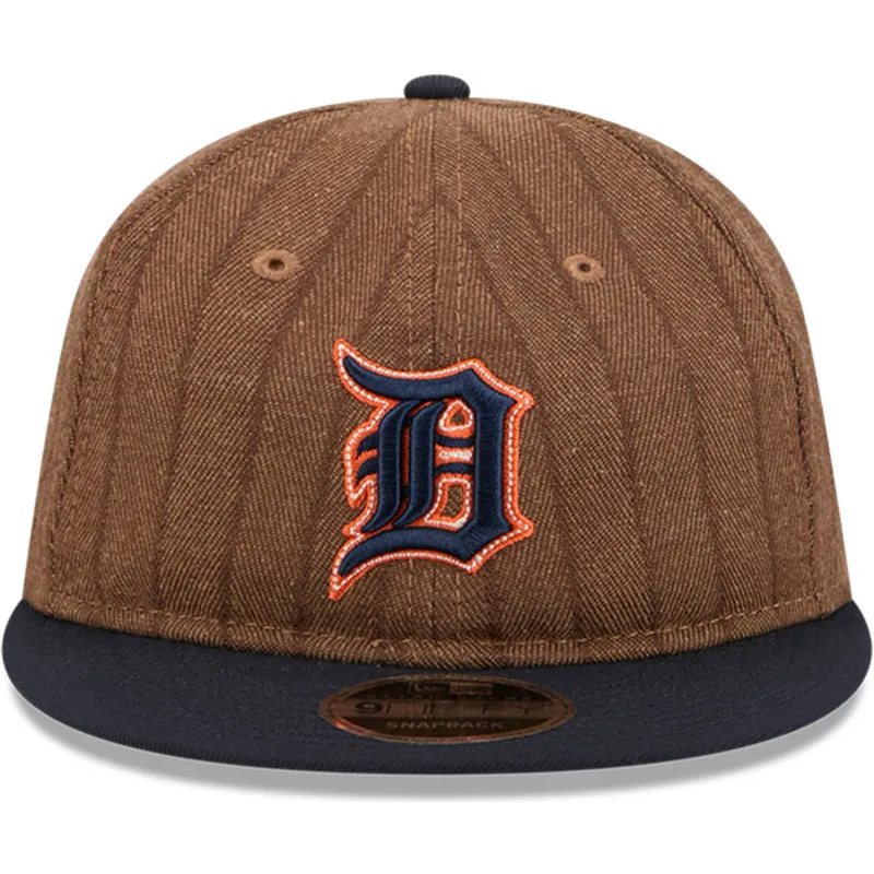 gorra-plana-marron-y-azul-marino-ajustable-9fifty-retro-crown-wool-pinstripe-de-detroit-tigers-mlb-de-new-era