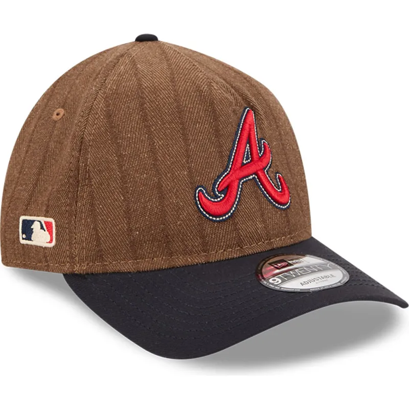atlanta-braves-mlb-new-era-9twenty-a-frame-wool-pinstripe-justerbar-brun-och-marinbla-bojd-keps