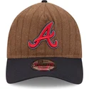 atlanta-braves-mlb-new-era-9twenty-a-frame-wool-pinstripe-justerbar-brun-och-marinbla-bojd-keps