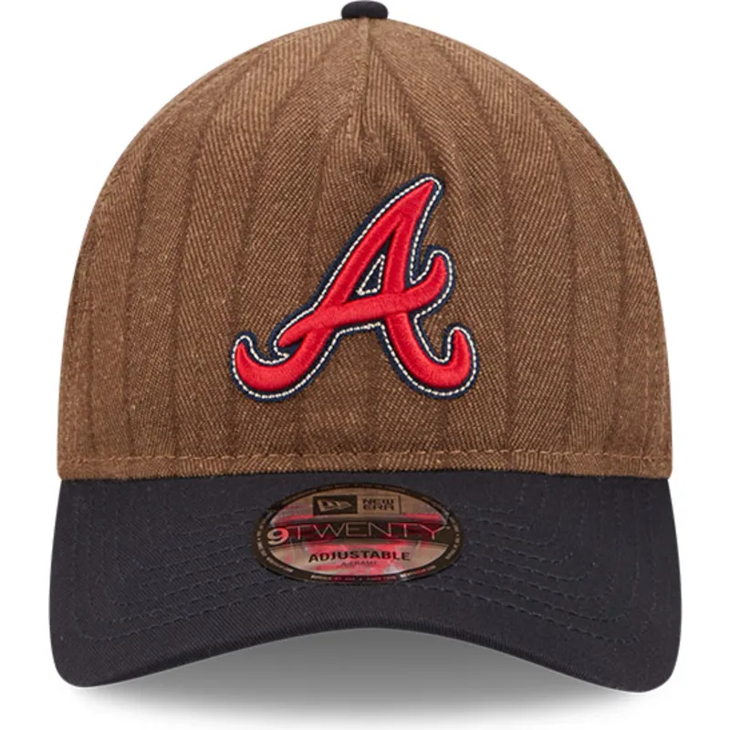 regulowana-czapka-z-daszkiem-brazowo-granatowa-9twenty-a-frame-wool-pinstripe-atlanta-braves-mlb-marki-new-era