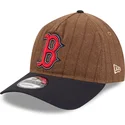 cappellino-curvo-marrone-e-blu-navy-regolabile-9twenty-a-frame-wool-pinstripe-dei-boston-red-sox-mlb-di-new-era