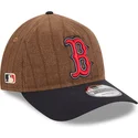 cappellino-curvo-marrone-e-blu-marino-regolabile-9twenty-a-frame-wool-pinstripe-di-boston-red-sox-mlb-di-new-era