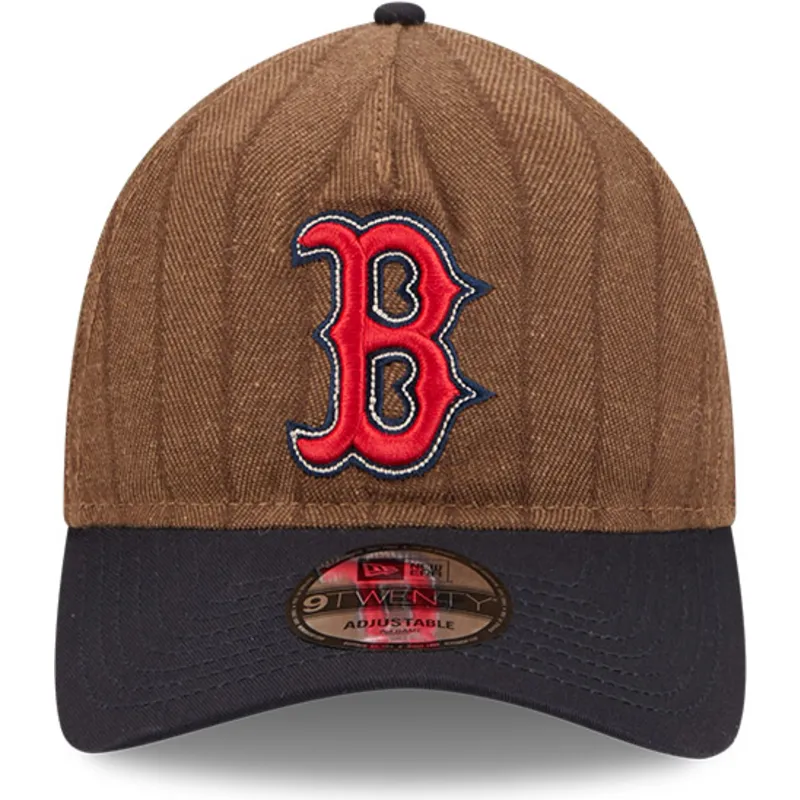 regulowana-brazowo-granatowa-czapka-z-daszkiem-9twenty-a-frame-wool-pinstripe-boston-red-sox-mlb-od-new-era