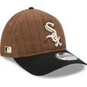 cappellino-curvo-marrone-e-nero-regolabile-9twenty-a-frame-wool-pinstripe-dei-chicago-white-sox-mlb-di-new-era