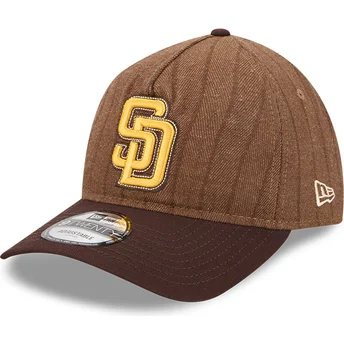 San Diego Padres MLB New Era 9TWENTY A Frame Wool Pinstripe verstellbare braune Kappe