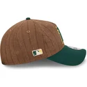 cappellino-curvo-marrone-e-verde-regolabile-9twenty-a-frame-wool-pinstripe-degli-oakland-athletics-mlb-di-new-era