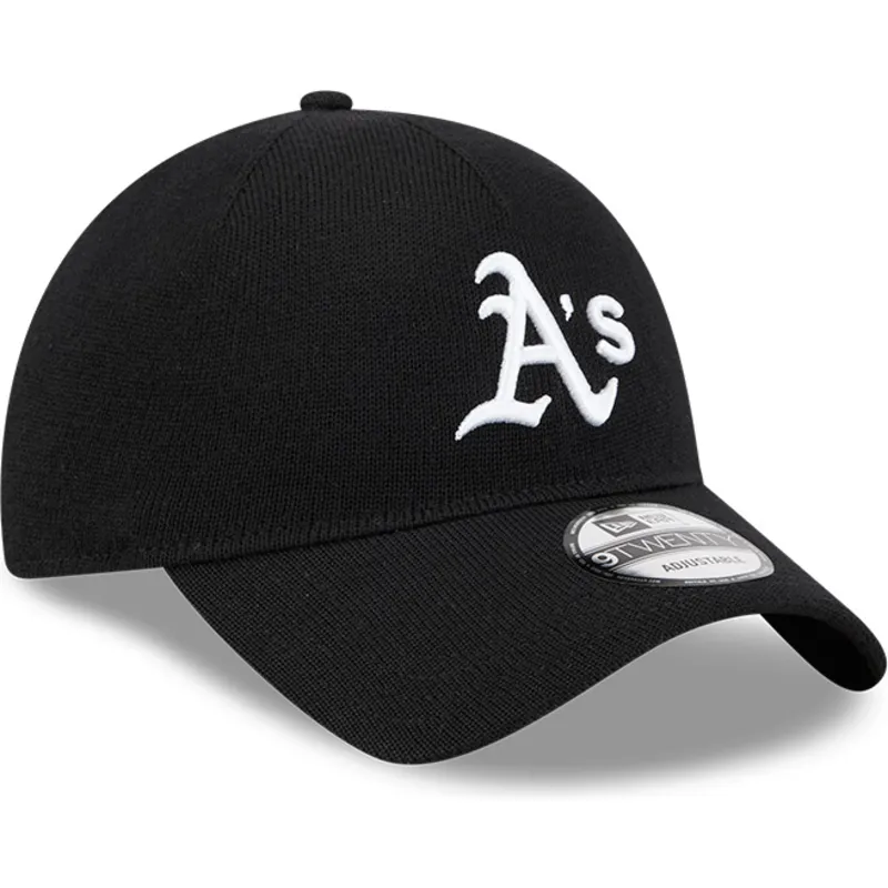 schwarze-verstellbare-gebogene-kappe-9twenty-merino-wool-oakland-athletics-mlb-von-new-era