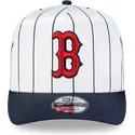cappellino-visiera-curva-bianco-e-blu-marino-snapback-9fifty-a-frame-satin-pinstripe-di-boston-red-sox-mlb-di-new-era