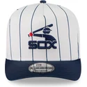 cappellino-curvo-bianco-e-blu-navy-snapback-9fifty-a-frame-satin-pinstripe-dei-chicago-white-sox-mlb-di-new-era