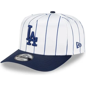 Weiße und blaue gebogene Snapback-Kappe 9FIFTY A Frame Satin Pinstripe der Los Angeles Dodgers MLB von New Era