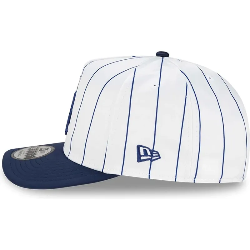 cappellino-visiera-curva-bianco-e-blu-snapback-9fifty-a-frame-satin-pinstripe-di-los-angeles-dodgers-mlb-di-new-era
