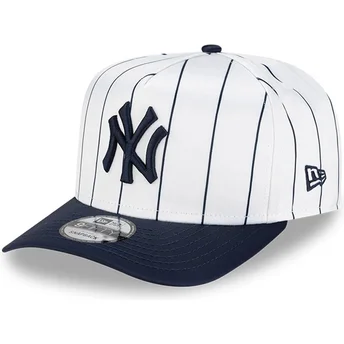 Cappellino curvo bianco e blu navy snapback 9FIFTY A Frame Satin Pinstripe dei New York Yankees MLB di New Era