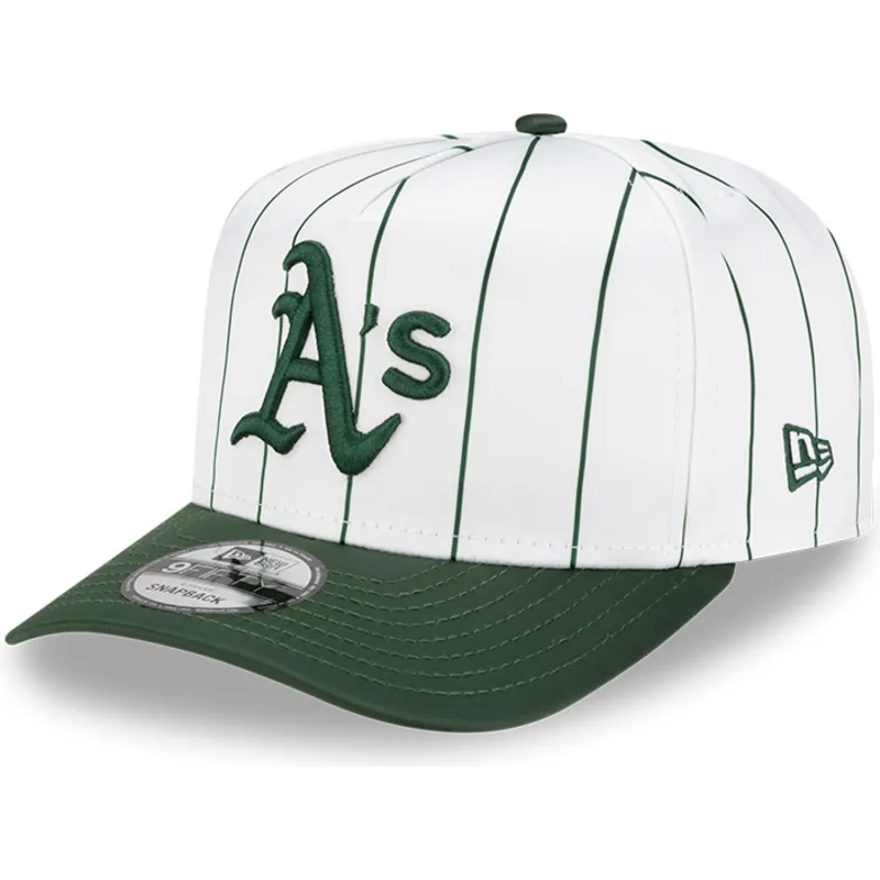 biala-i-zielona-czapka-z-daszkiem-snapback-9fifty-a-frame-satin-pinstripe-oakland-athletics-mlb-od-new-era