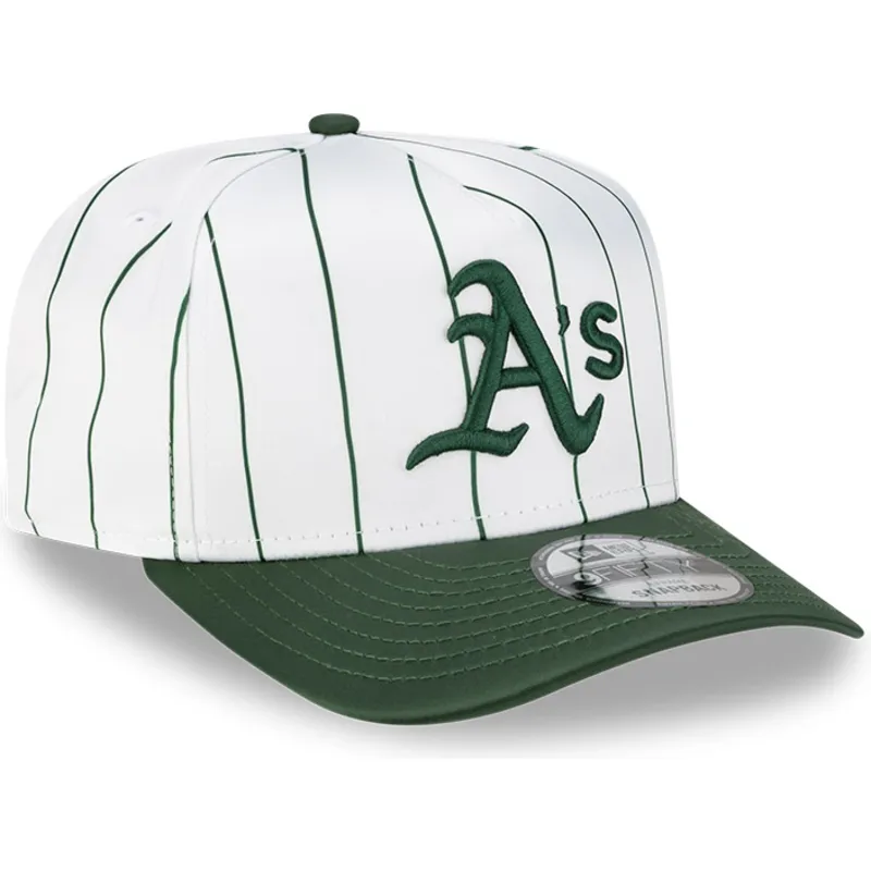 gorra-curva-blanca-y-verde-snapback-9fifty-a-frame-satin-pinstripe-de-oakland-athletics-mlb-de-new-era