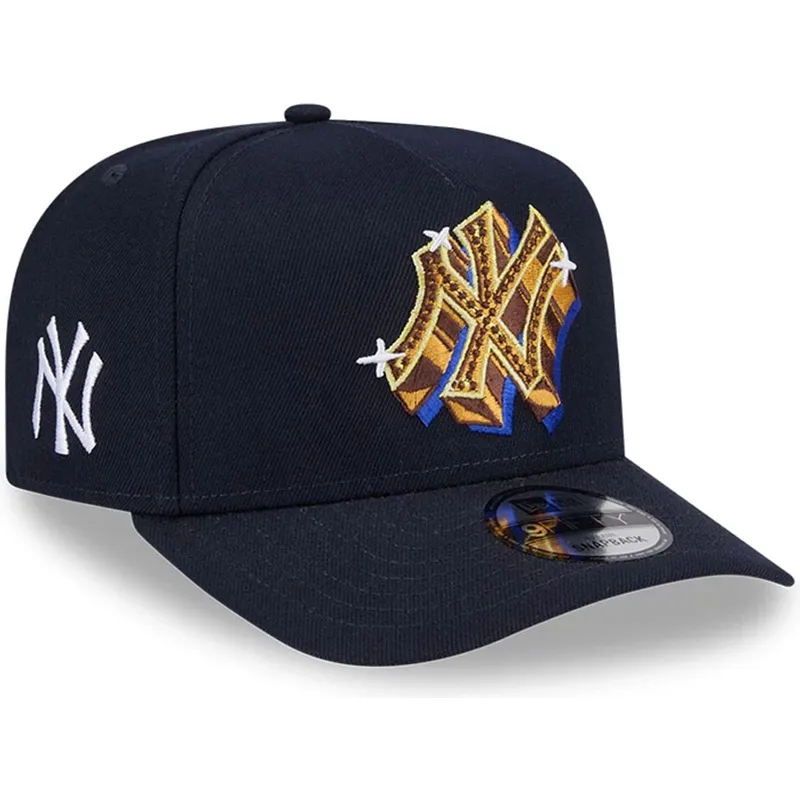 marineblaue-gebogene-snapback-kappe-9fifty-a-frame-emblem-der-new-york-yankees-mlb-von-new-era