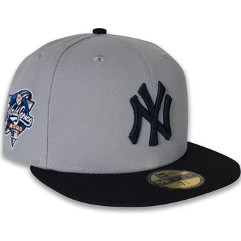 Grå og marineblå fitted flat cap 59FIFTY World Series 2000 Side Patch fra New York Yankees MLB af New Era