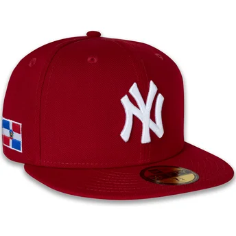 Casquette plate rouge ajustée 59FIFTY Side Dominican Republic New York Yankees MLB New Era