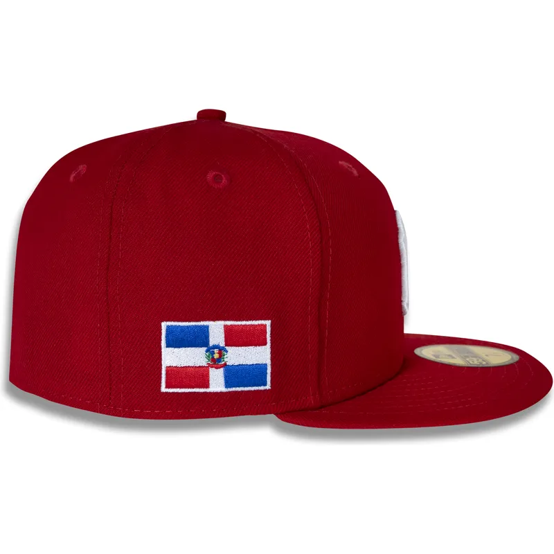 cappello-piatto-rosso-chiuso-59fifty-side-dominican-republic-dei-new-york-yankees-mlb-di-new-era