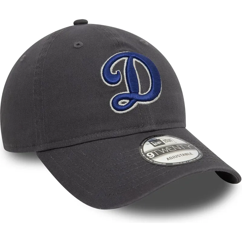 gra-justerbar-9twenty-core-classic-kasket-med-buet-skygge-fra-los-angeles-dodgers-mlb-fra-new-era