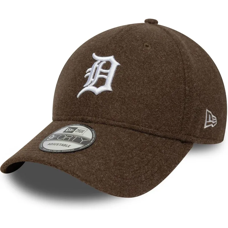 brun-buet-snapback-9forty-melton-wool-kasket-fra-detroit-tigers-mlb-fra-new-era