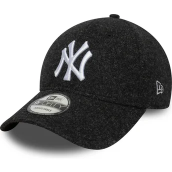 Casquette courbée noire snapback 9FORTY Melton Wool New York Yankees MLB New Era