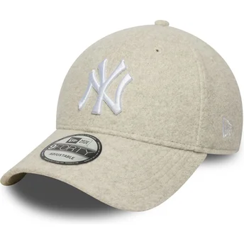 Beige böjd keps snapback 9FORTY Melton Wool New York Yankees MLB från New Era