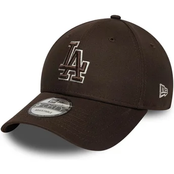 Verstellbare braune 9FORTY Kappe mit gebogenem Schirm, Los Angeles Dodgers MLB Outline von New Era