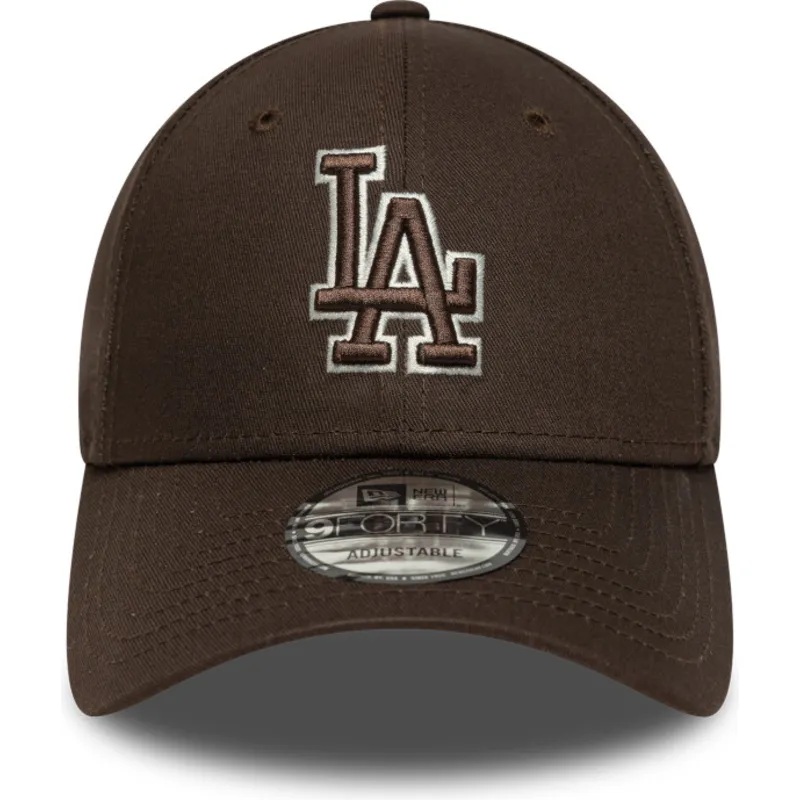 brun-justerbar-kurvet-kasket-9forty-outline-fra-los-angeles-dodgers-mlb-fra-new-era