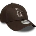 braune-verstellbare-curved-cap-9forty-outline-der-los-angeles-dodgers-mlb-von-new-era