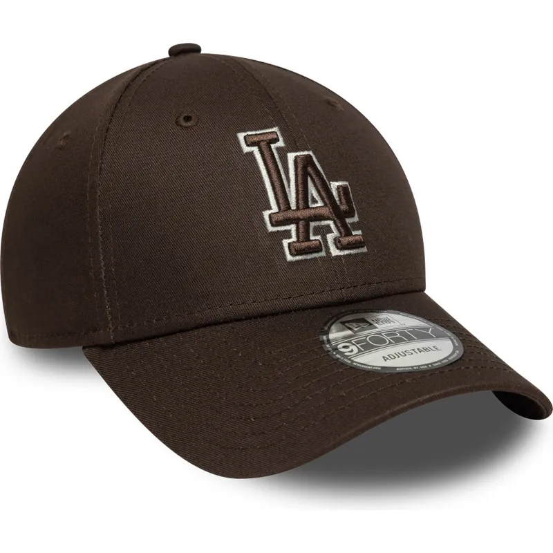justerbar-brun-buet-kasket-9forty-outline-los-angeles-dodgers-mlb-fra-new-era