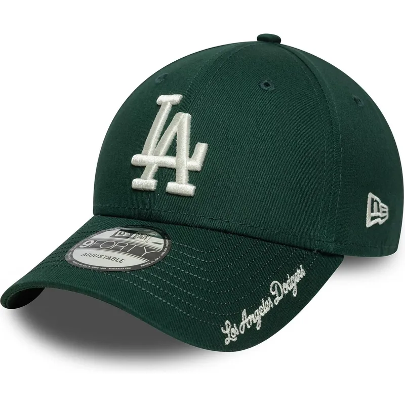 zielona-zakrzywiona-czapka-regulowana-9forty-visor-script-los-angeles-dodgers-mlb-od-new-era