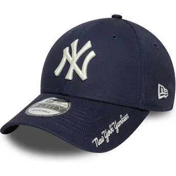 Justerbar marineblå 9FORTY Visor Script New York Yankees MLB kasket fra New Era