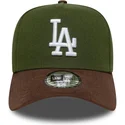 grune-und-braune-gebogene-snapback-kappe-9forty-e-frame-suede-visor-der-los-angeles-dodgers-mlb-von-new-era
