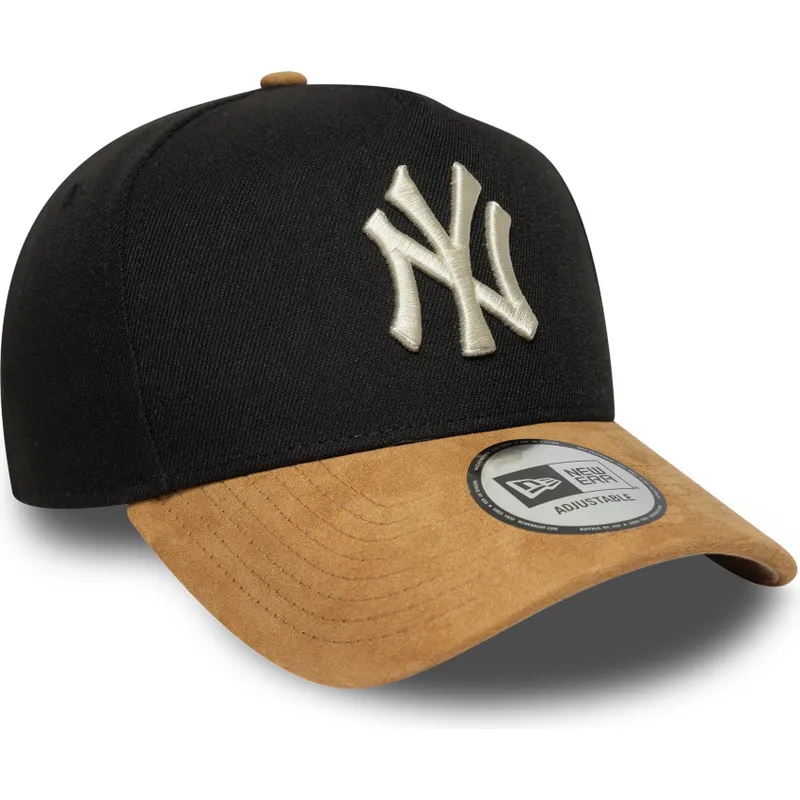 czapka-z-daszkiem-czarna-i-brazowa-snapback-9forty-e-frame-suede-visor-new-york-yankees-mlb-new-era