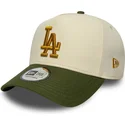 cappellino-curvo-beige-e-verde-snapback-9forty-e-frame-world-series-patch-dei-los-angeles-dodgers-mlb-di-new-era