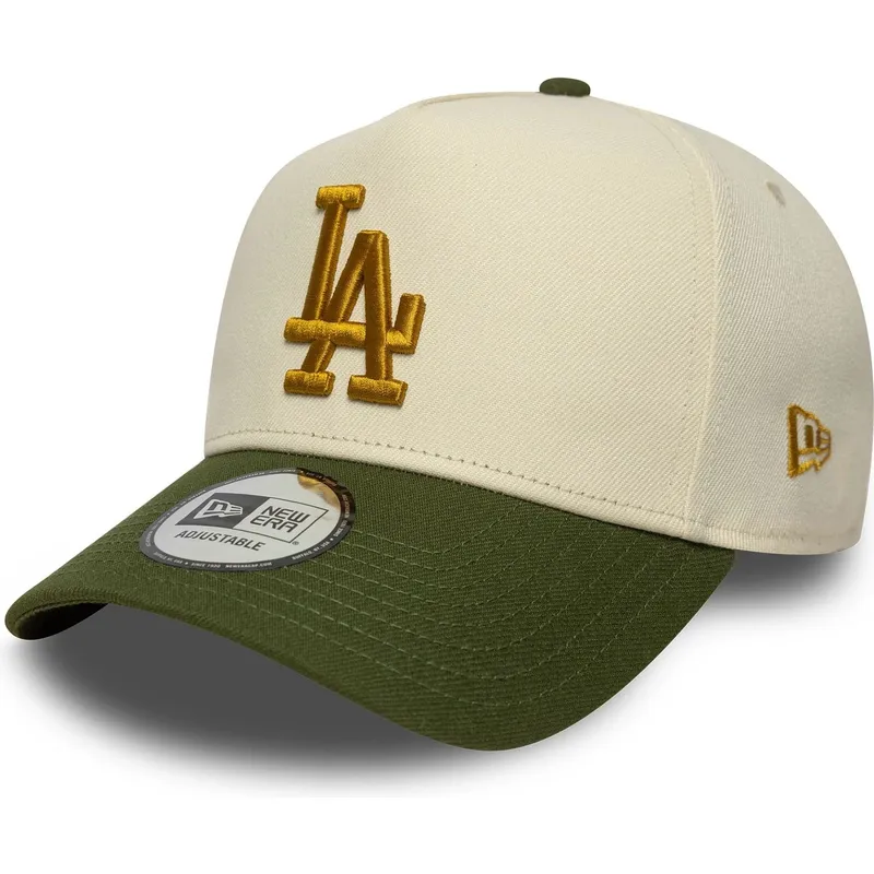 czapka-z-zakrzywionym-daszkiem-bezowo-zielona-snapback-9forty-e-frame-world-series-patch-los-angeles-dodgers-mlb-od-new-era
