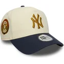 gorra-curva-beige-y-azul-marino-snapback-9forty-e-frame-world-series-patch-de-new-york-yankees-mlb-de-new-era
