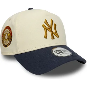 Cappellino curvo beige e blu navy snapback 9FORTY E Frame World Series Patch dei New York Yankees MLB di New Era