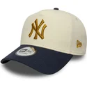 beige-und-marineblaue-snapback-kappe-9forty-e-frame-world-series-patch-der-new-york-yankees-mlb-von-new-era